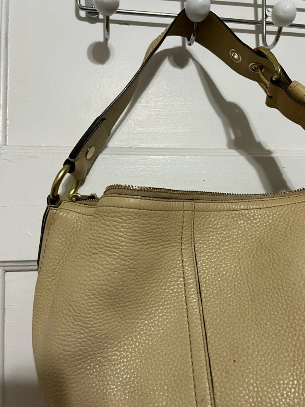 Coach Pebbled Leather Shoulder Bag - Tan
